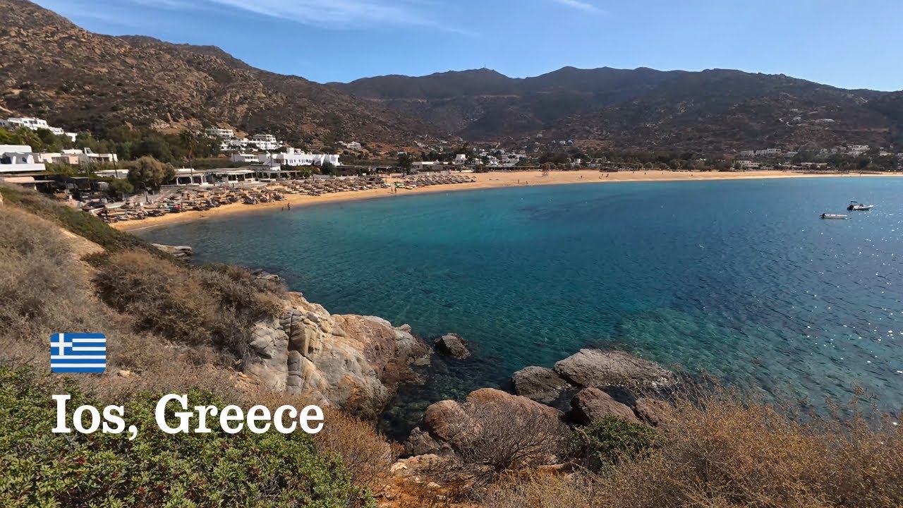 Quiet Off Season Beach Walk 🌊 | Mylopotas Beach, Ios, Greece 🇬🇷 [4K]