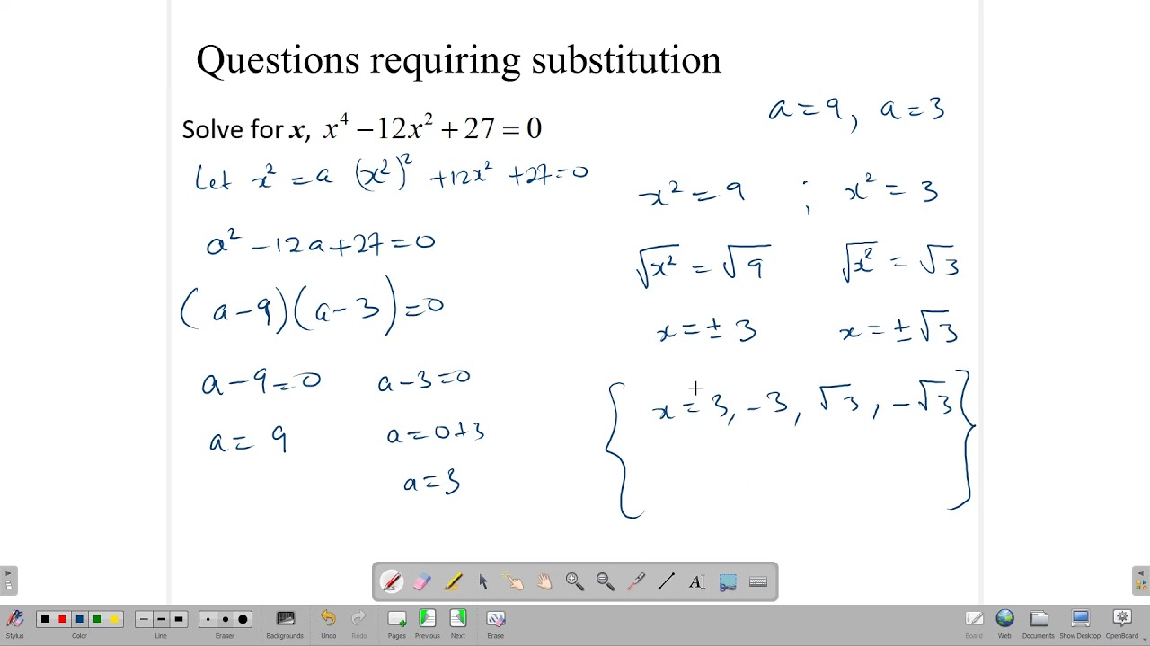 Solving disguised quadratic equations