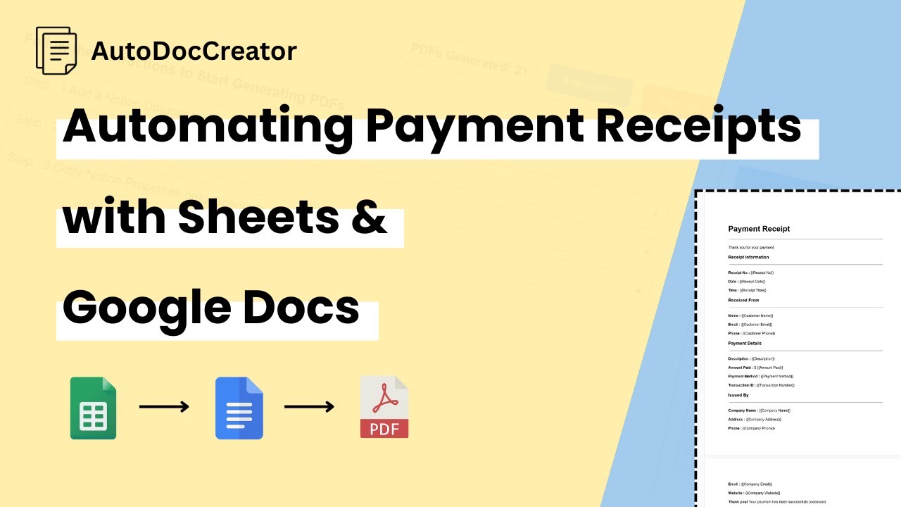 How do I generate Payment Receipts on automation using Google Sheets and Google Docs
