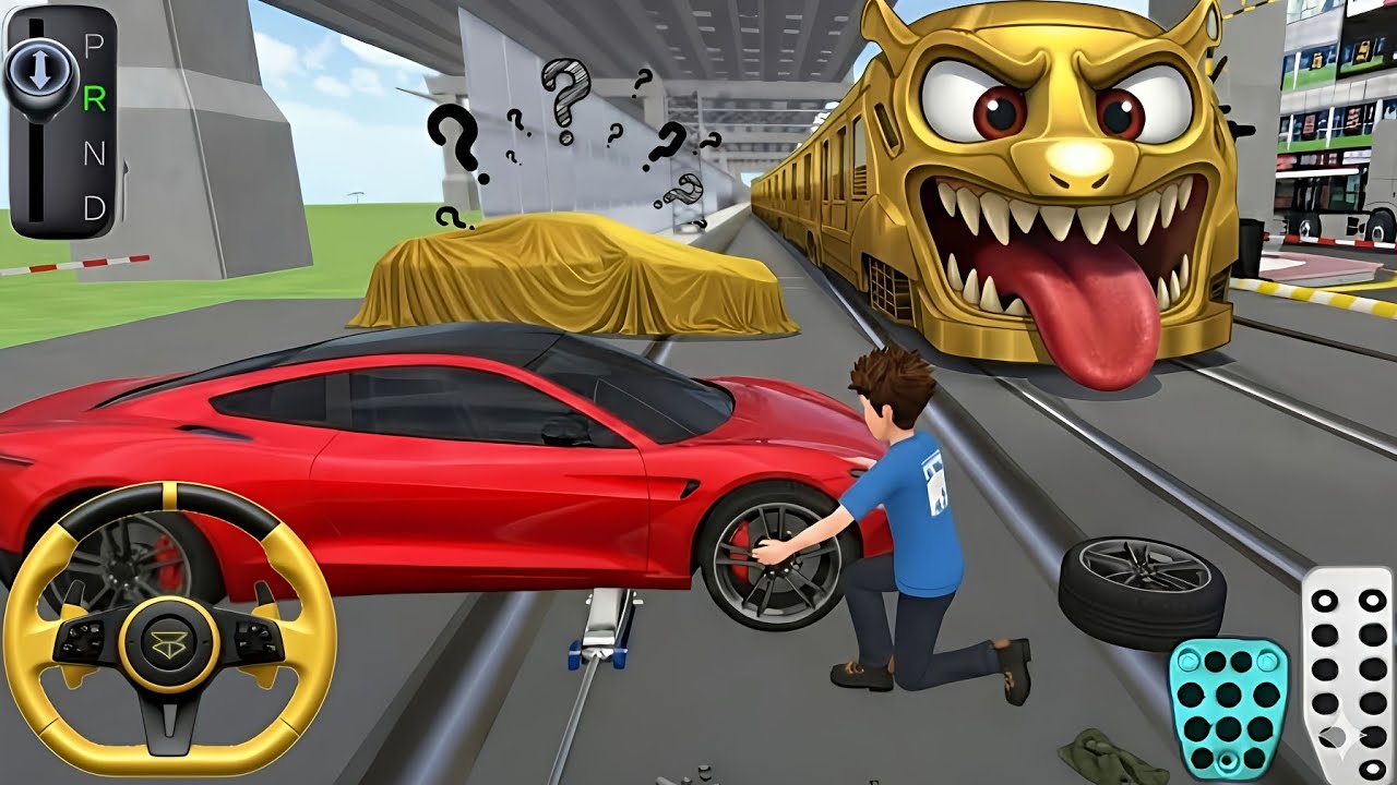 Golden Monster Train 😱 | Track Par Car Repair Challenge | 3D Driving Class 2 Gameplay 🔥