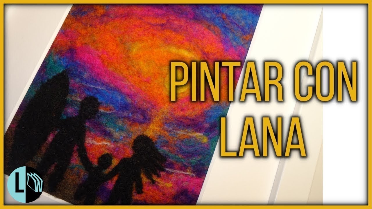 VELLÓN BORDADO · FIELTRO SECO AGUJADO Atardecer Playa Familia Pintar con Lana Wolle