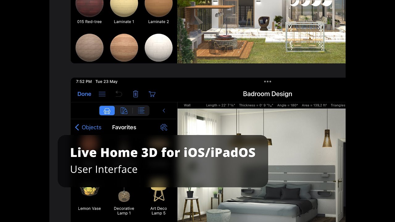 Пользовательский интерфейс Live Home 3D iOS/iPadOS