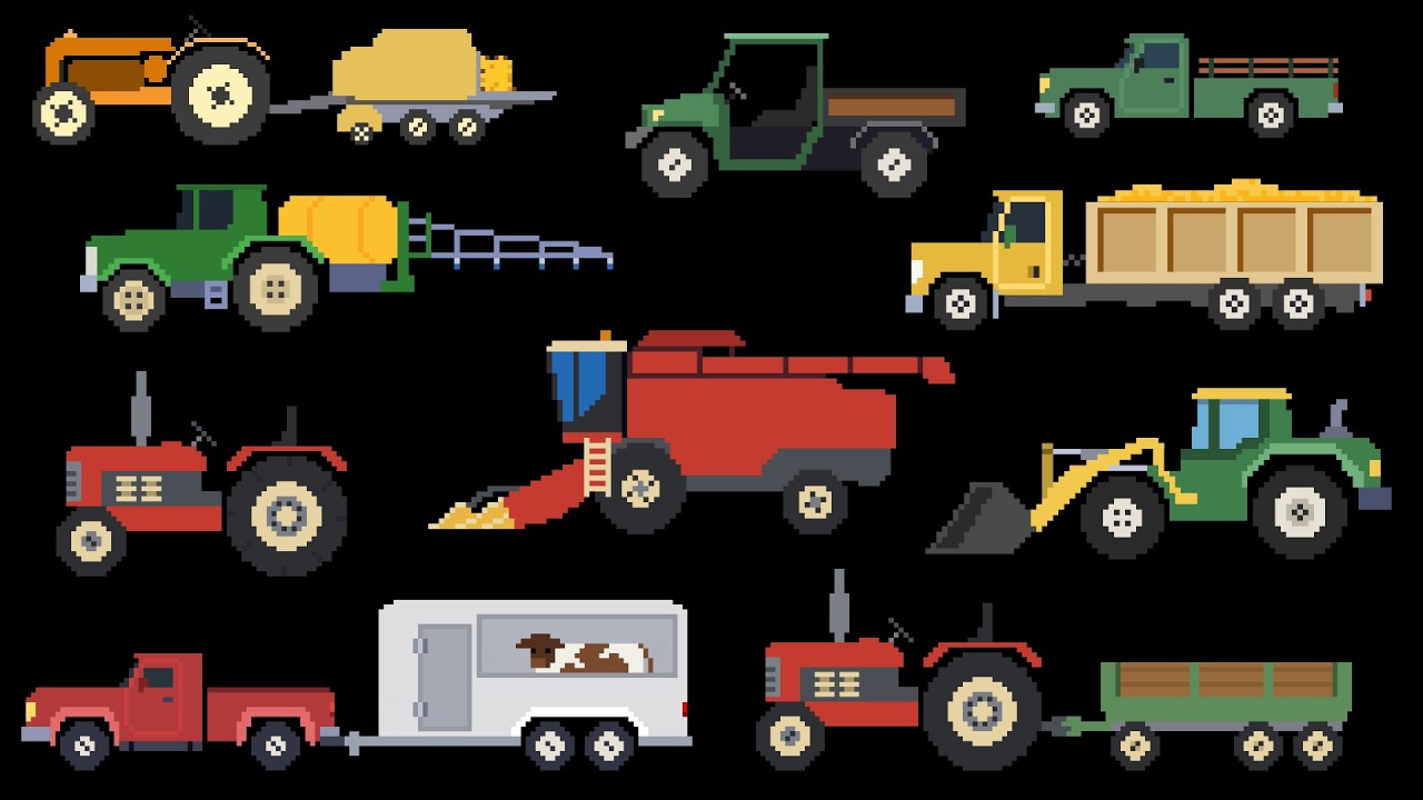 Farm Vehicles: Combine Harvester, Hay Baler & More | Pixel Art