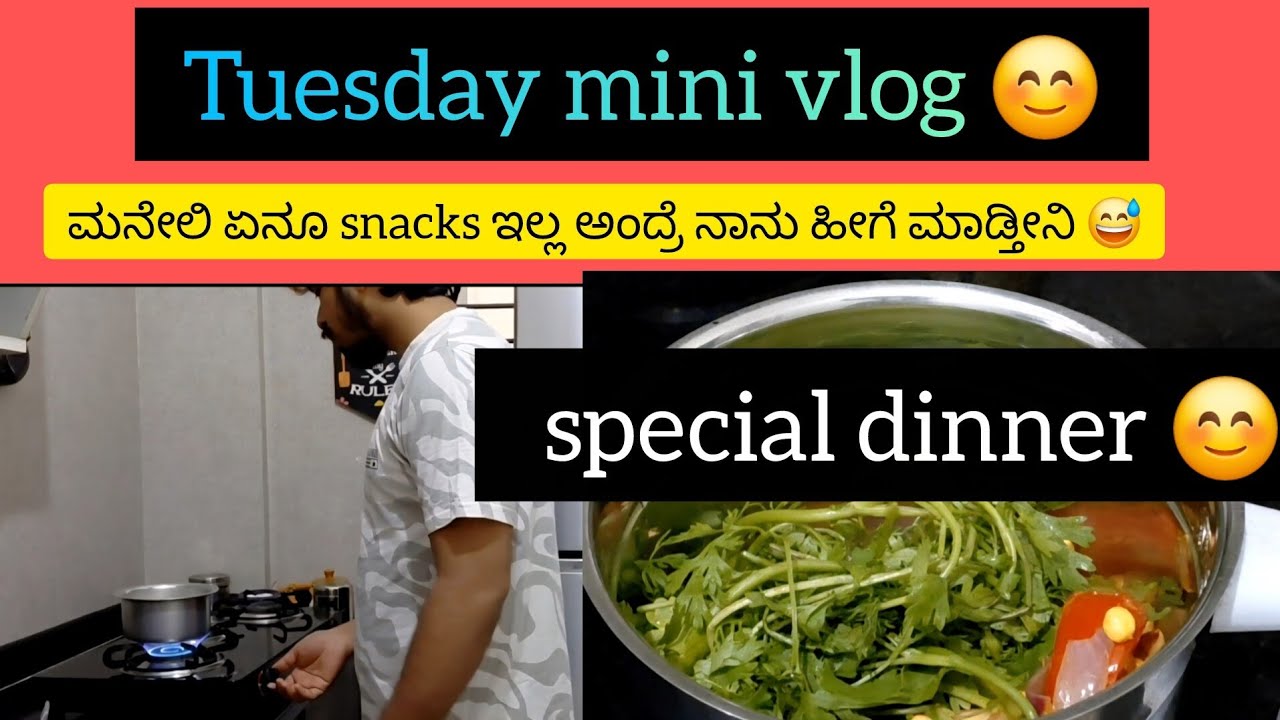 Tuesday mini vlog 😊 ಮನೇಲಿ ಏನೂ snacks ಇಲ್ಲ ಅಂದ್ರೆ ನಾನು ಹೀಗೆ ಮಾಡ್ತೀನಿ 😊 special dinner 