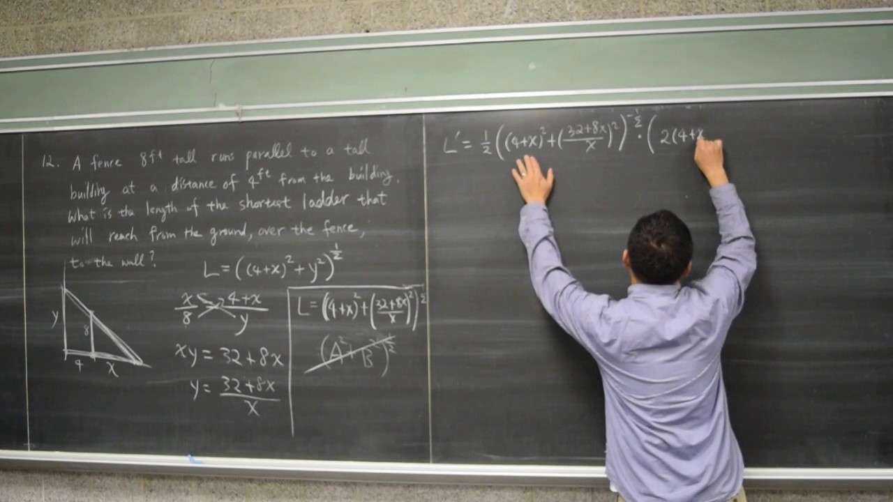 Calculus: Optimization problem (fence and ladder)