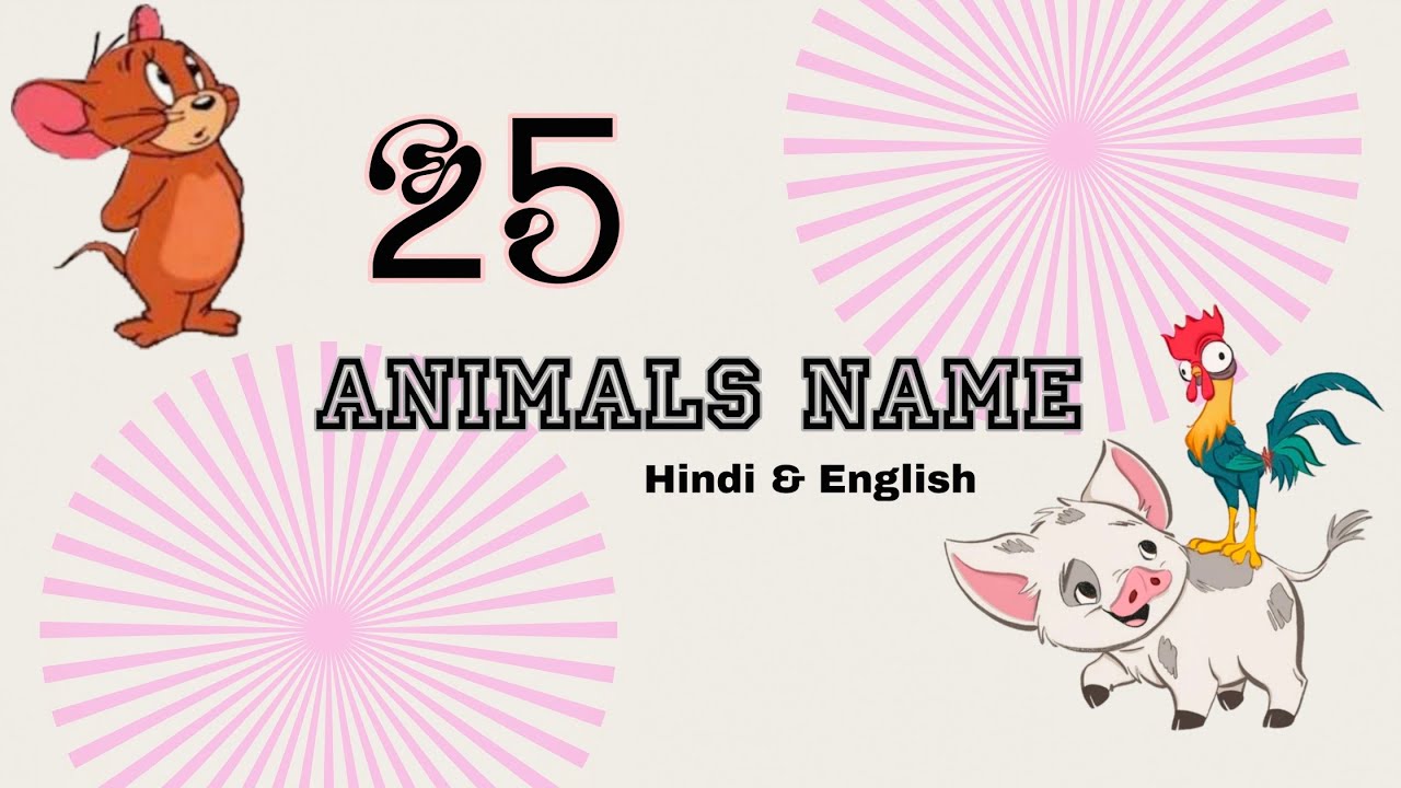 Kids Learn to Animals Name Hindi & English | 25 जानवरों के नाम हिंदी और अंग्रेजी में | 