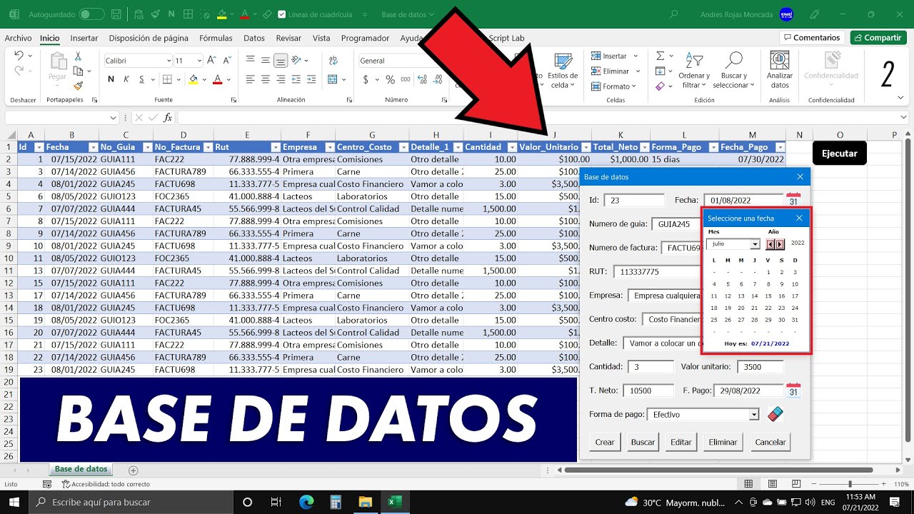 Cómo Crear una BASE DE DATOS desde Cero en Excel con Restricciones y Calendario (2 de 8)