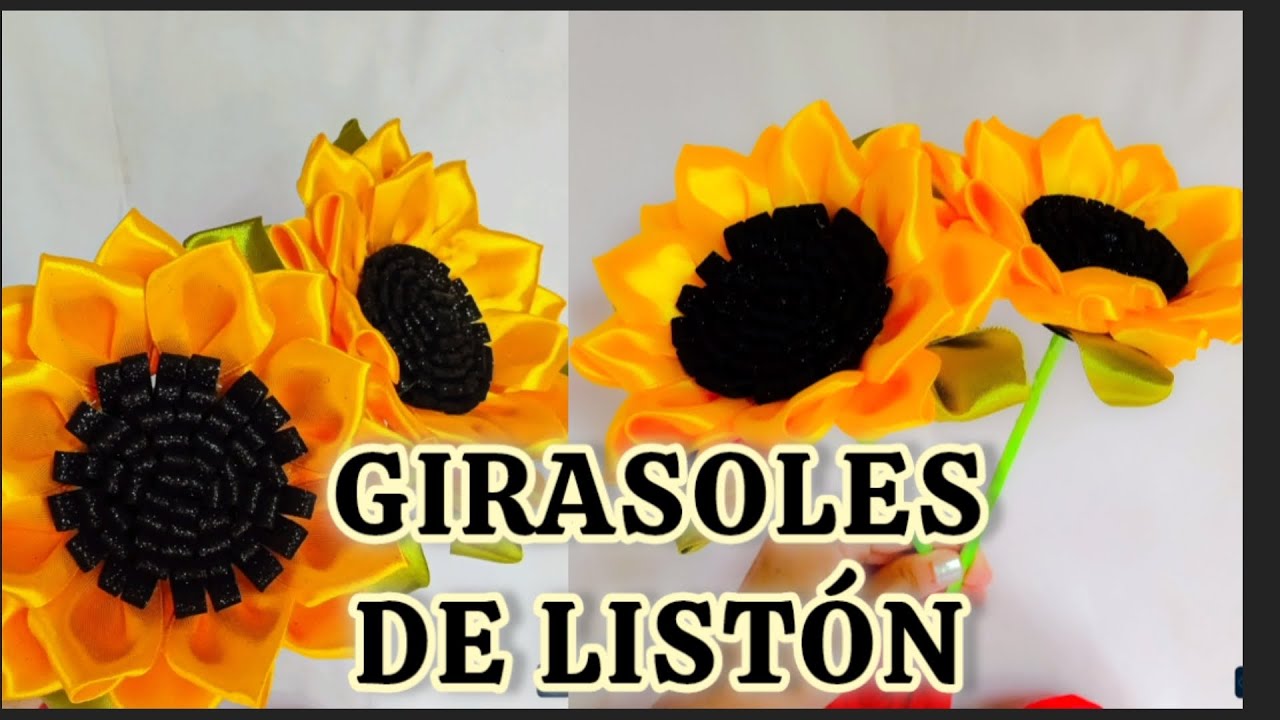 Girasoles de listón paso a paso #girasoles #arreglosflorales #ramos #tutorial #sunflower #stepbystep
