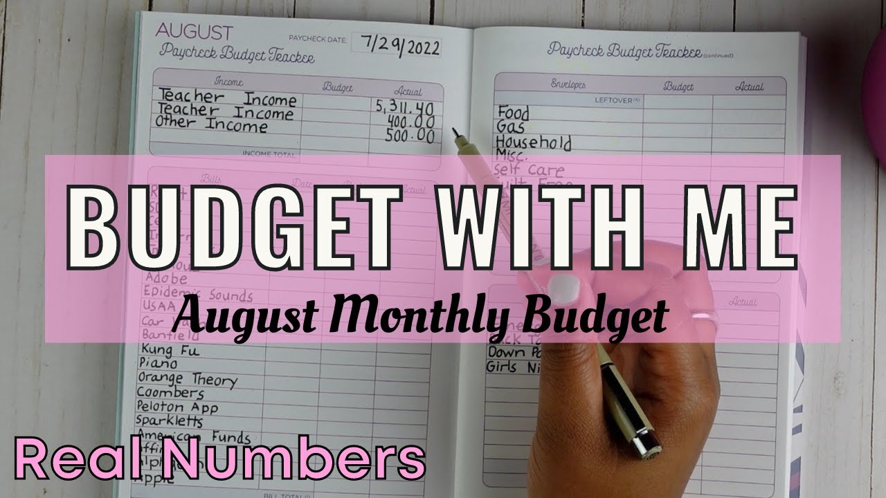Create A Monthly Budget With Me | August Budget | Real Numbers | Single Income | Budget By Paycheck