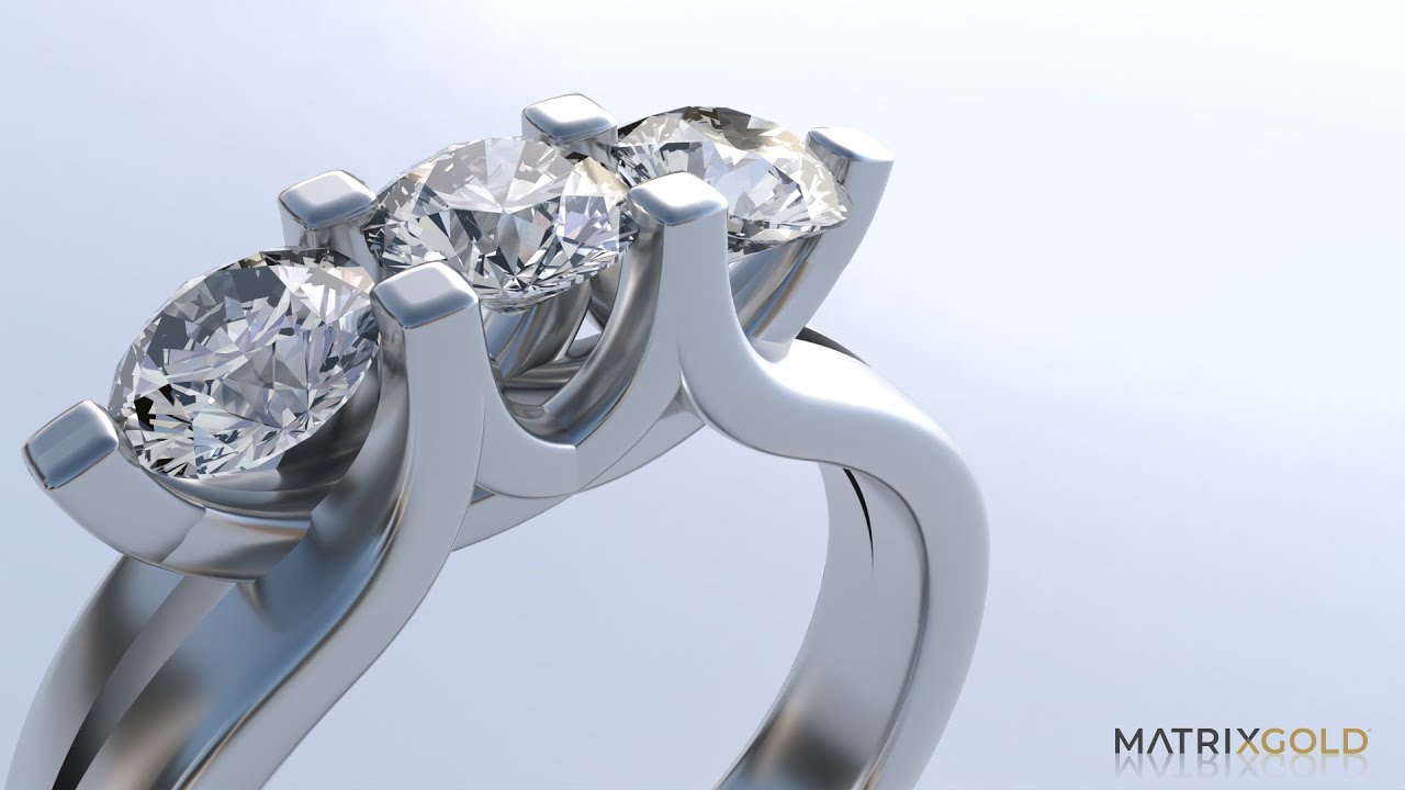 Three Stone Solitaire with Split Profile - MatrixGold Tutorial