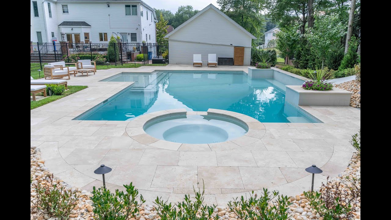 Ivory Travertine Pavers and Copings in Jackson Township, NJ