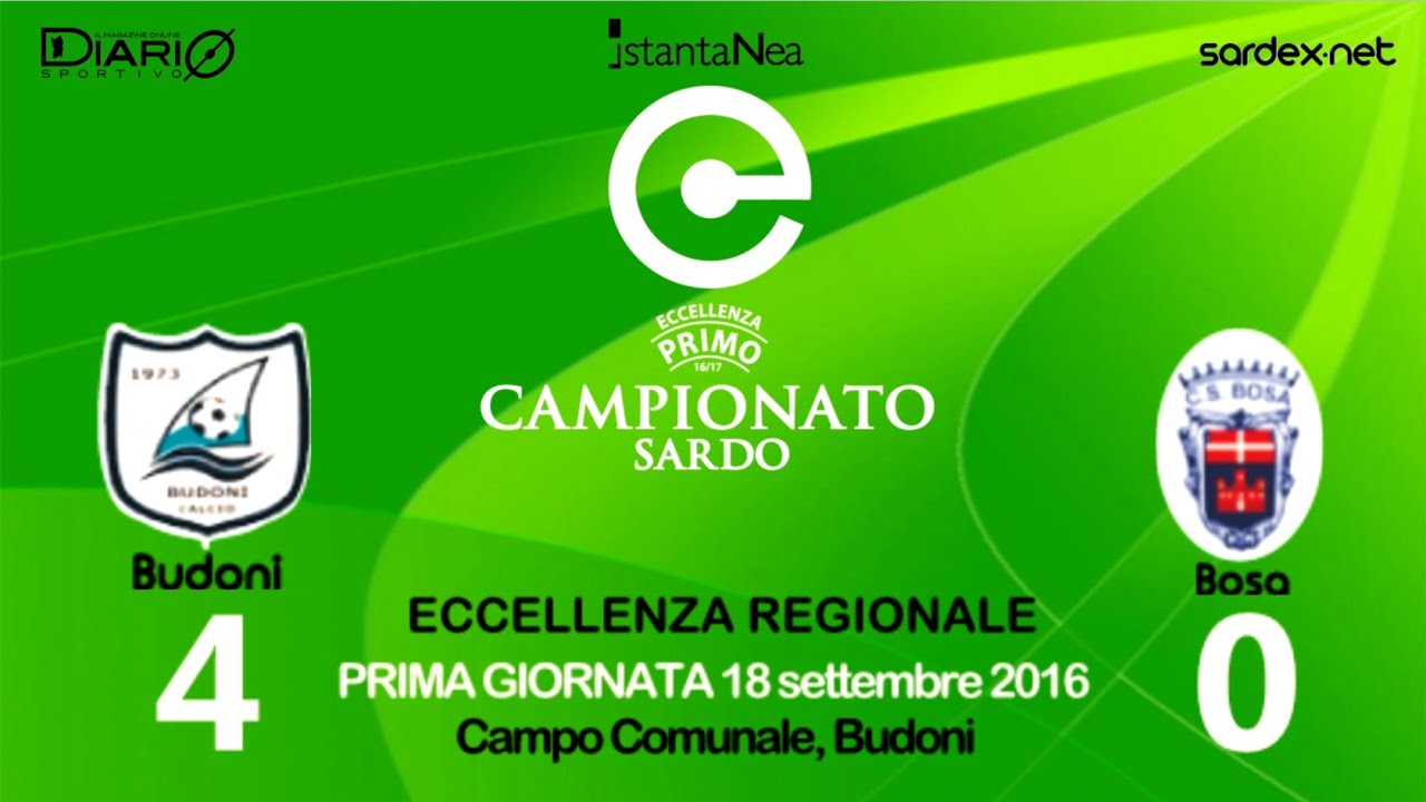 Budoni - Bosa 4-0 - Highlights - Giornata 1 - ECCELLENZA SARDEGNA 2016-17