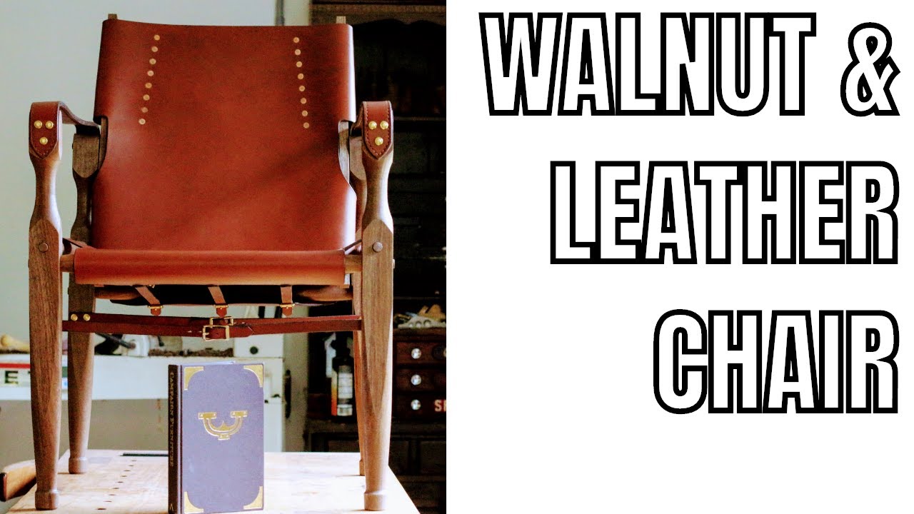 Walnut and Leather Camp or Roorkee Chair // Woodworking & Leatherworking