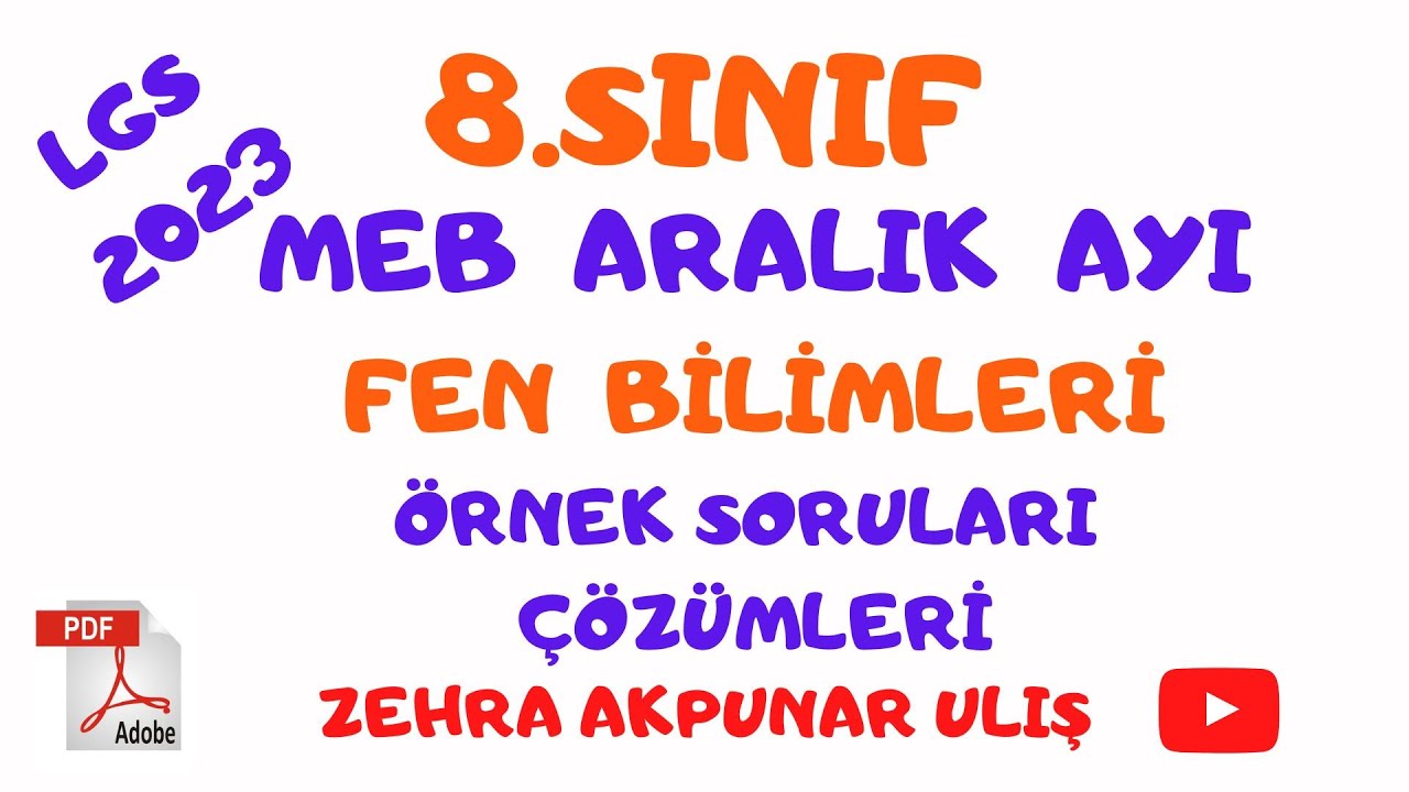 MEB ARALIK Ayı Fen Bilimleri Örnek Sorular Çözümü/ LGS 2023
