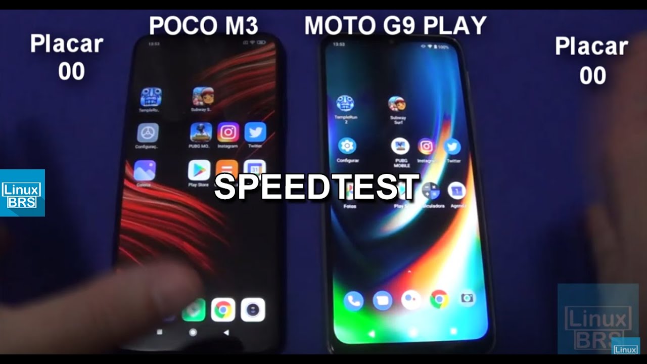 POCO M3 VS MOTO G9 PLAY - SPEEDTEST - PORTUGUÊS