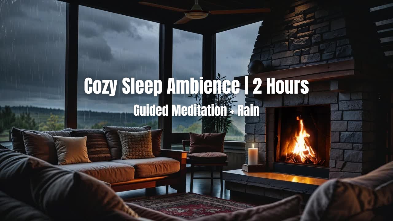Black Screen Deep Sleep Meditation with Rain Sounds | 20-Min Guided + Extended Ambience | 2 Hours