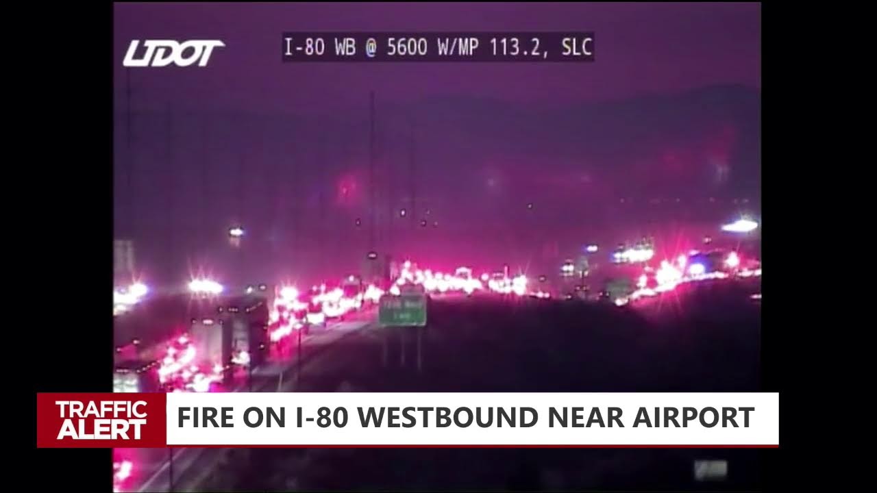 Fire on I-80 westbound near the Salt Lake International Airport