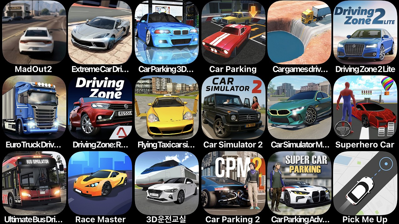 MadOut 2,Extreme Car Driving,Car Parking 3D,Car Parking,Car Games Driving,Driving Zone 2 Lite