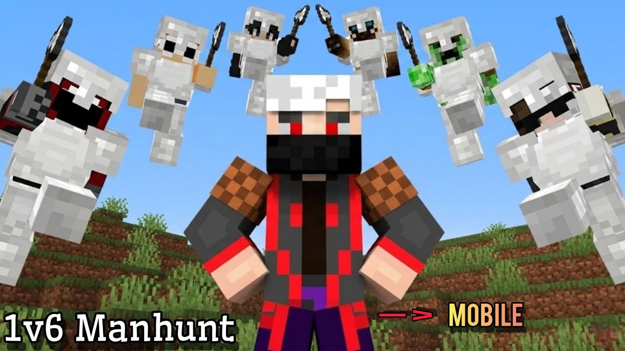 Best Mobile Speedruner vs 6 Hunters | MCPE Manhunt | 1 Pro Mobile Player vs 6 Hunters 