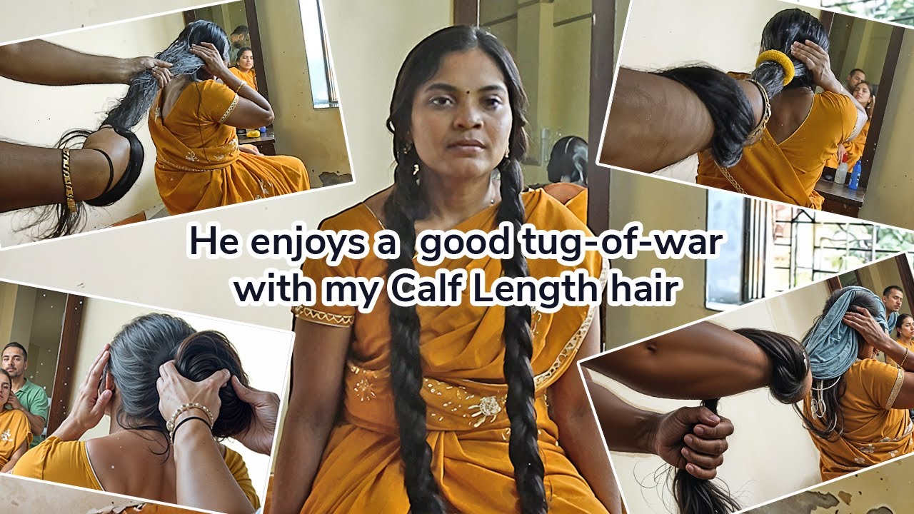 He Loves to Tug My Hair... A Lot! | Braids, Buns, and Hair-Pulling Adventures | Long Hair Tug & Play