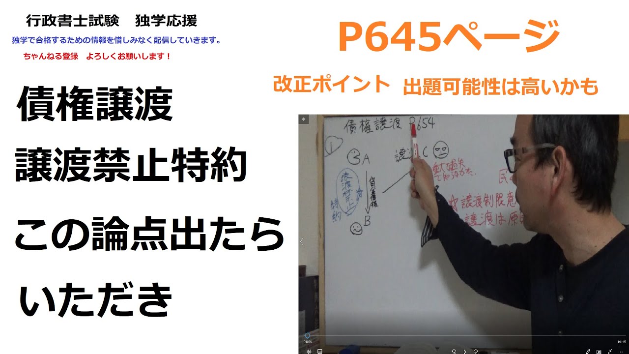 行政書士　債権譲渡　譲渡禁止特約が出たらいただき　P654　改正ポイント