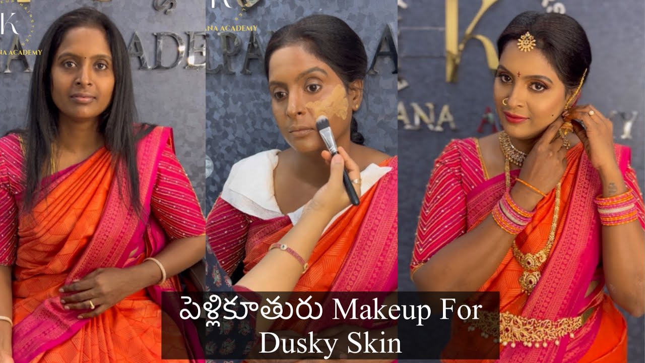 ఈరోజు Class లో పెళ్లికూతురు Makeup For Dusky Skin (Step By Step ) ఎలా చేయాలి..../ Kalpana Academy