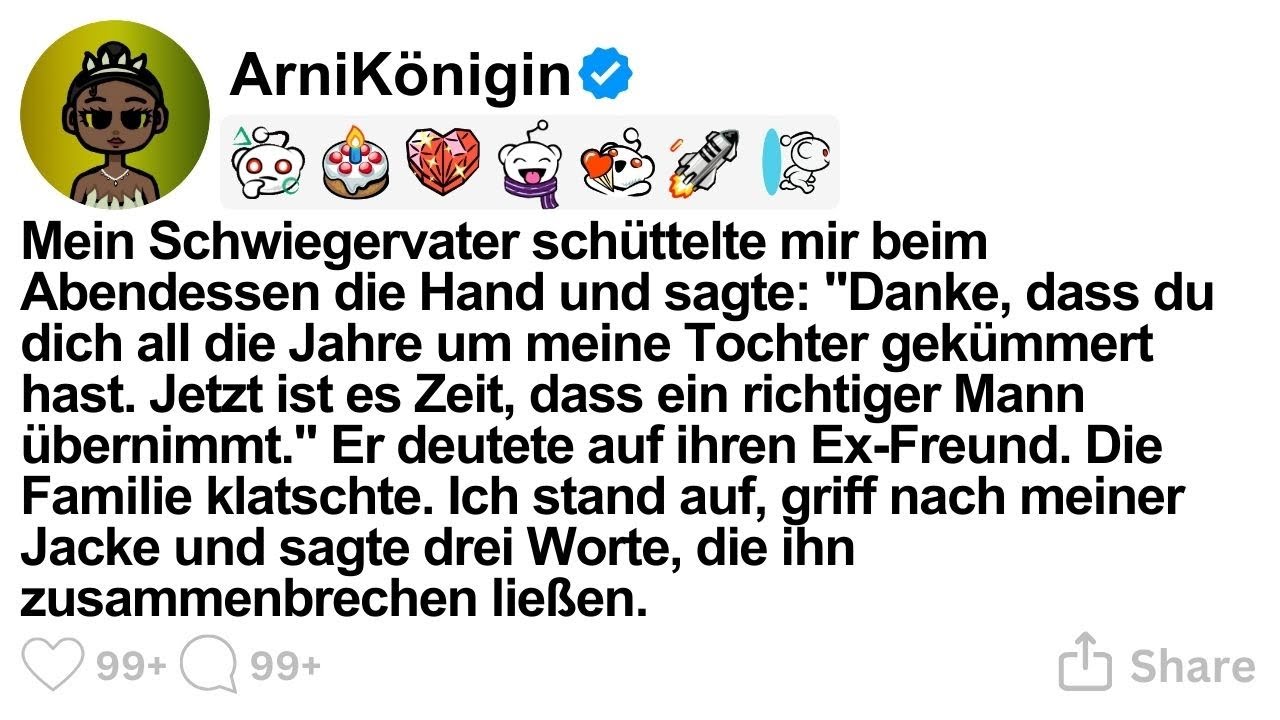 [GANZE STORY] Mein Schwiegervater schüttelte mir beim Abendessen die Hand und sagte: 