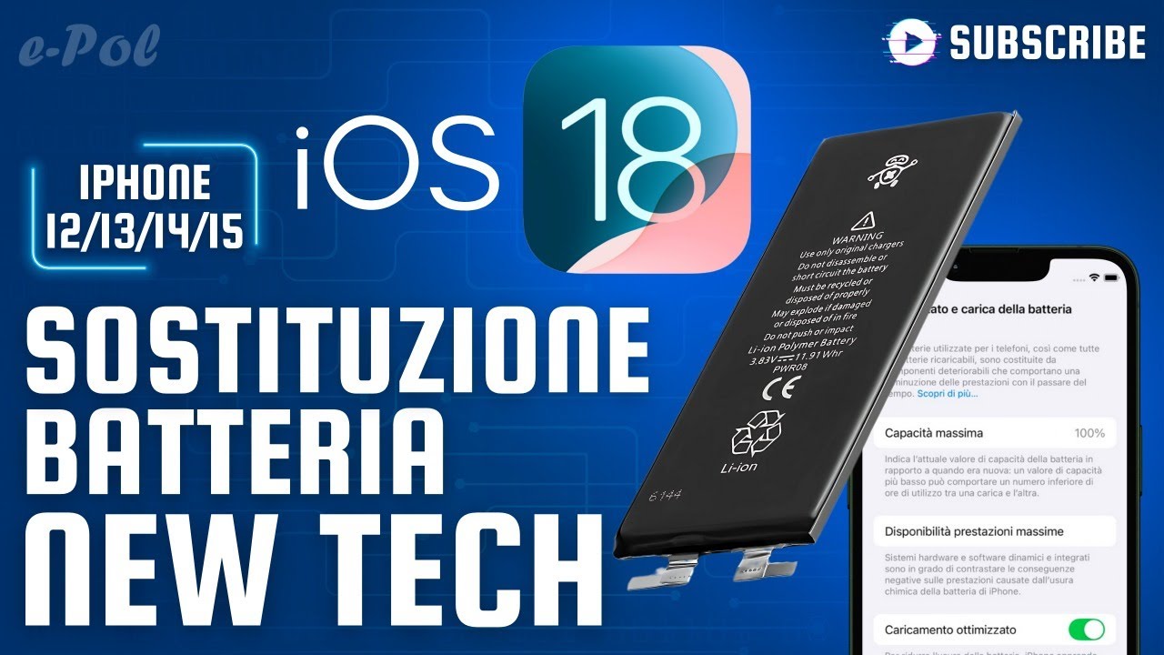 iPhone 12 iOS 18 Sostituzione batteria NEW TECH - 100% battery life 0 cycles || e-Pol