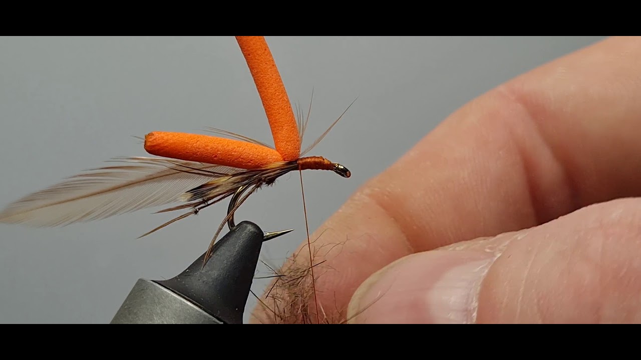 Tying the orange foam daddy