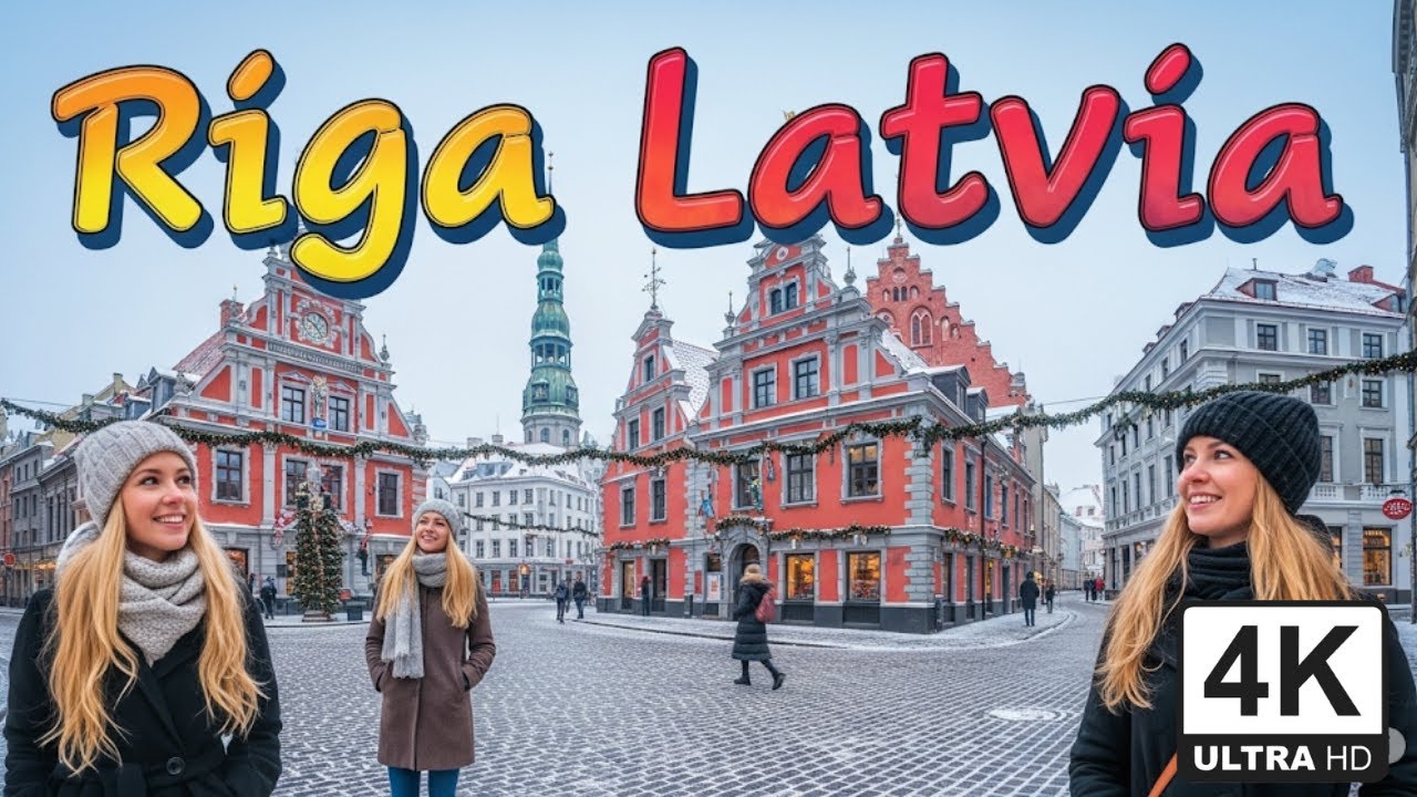 Riga City Tour Latvia | Winter Secret Courtyards in City Centre | 4K UHD