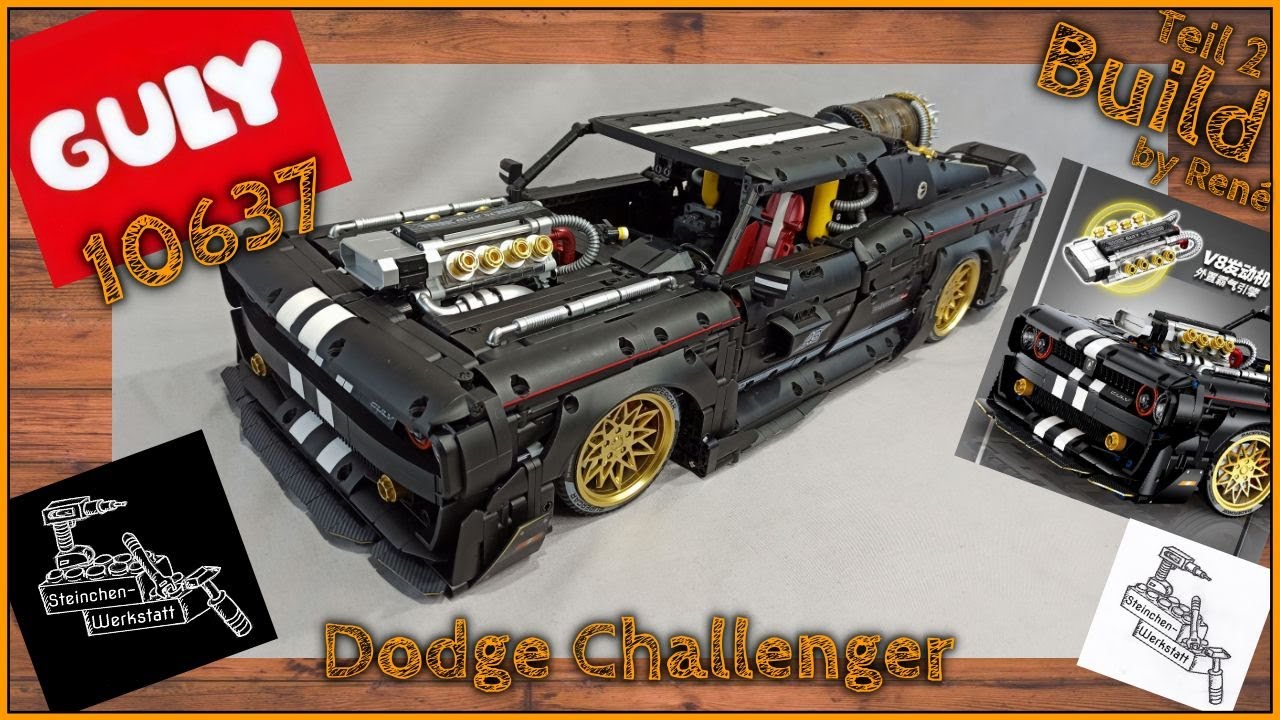 Dodge Challenger, ein Matt schwarzes Muscle Car mit 17 Power Functions | Teil 2 | Guly 10637