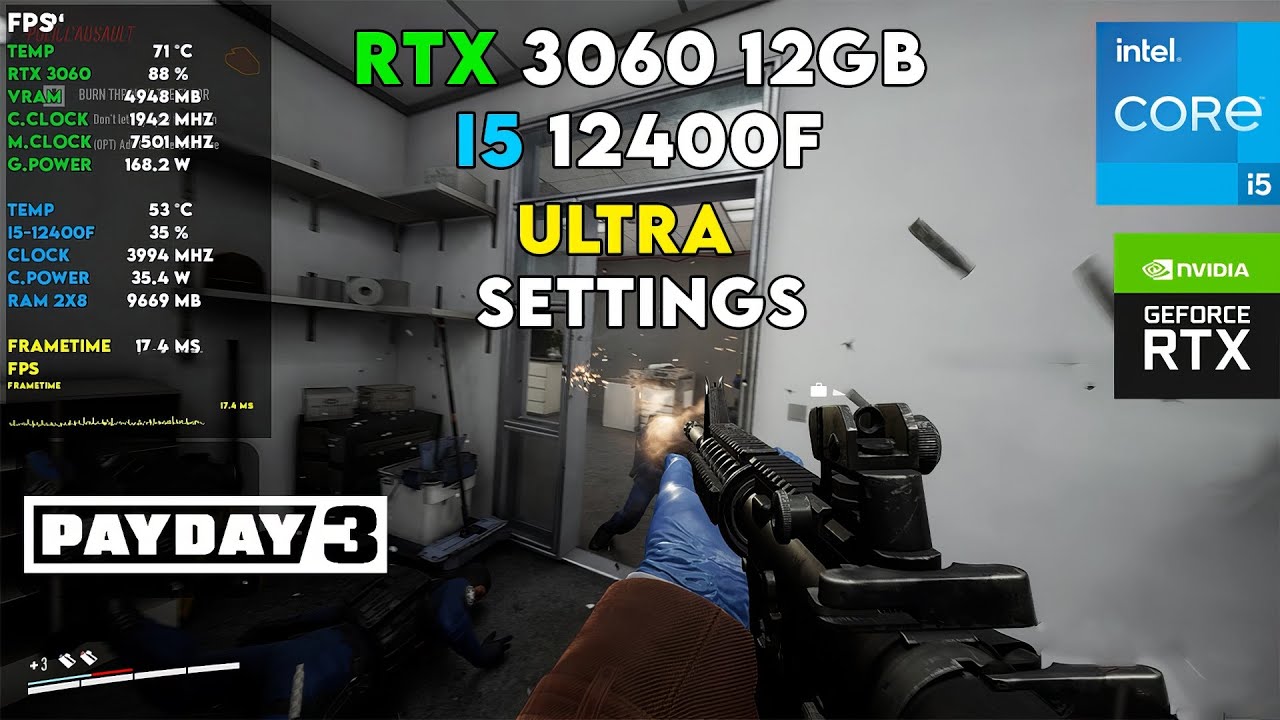 Payday 3 Beta - RTX 3060 12GB + I5 12400F | Ultra Settings + HDD Test
