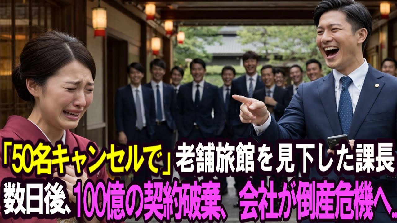 「50名キャンセルで」老舗旅館を見下した課長。数日後、100億の契約解除で会社倒産危機到来...