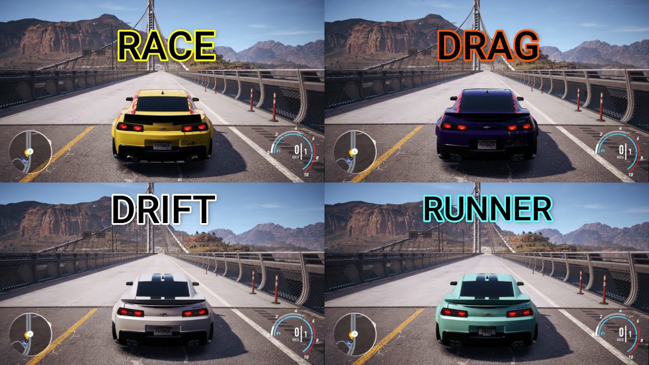 NFS Payback - Chevrolet Camaro Z28 (RACE vs DRAG vs DRIFT vs RUNNER) - WHICH IS FASTEST !!!