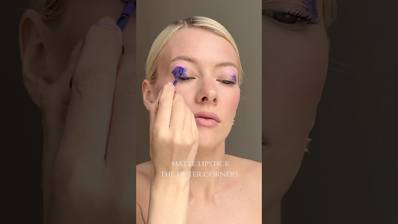 Unicorn eye makeup with lipstick, eye tint and blushes #makeuptutorial #makeupobsession