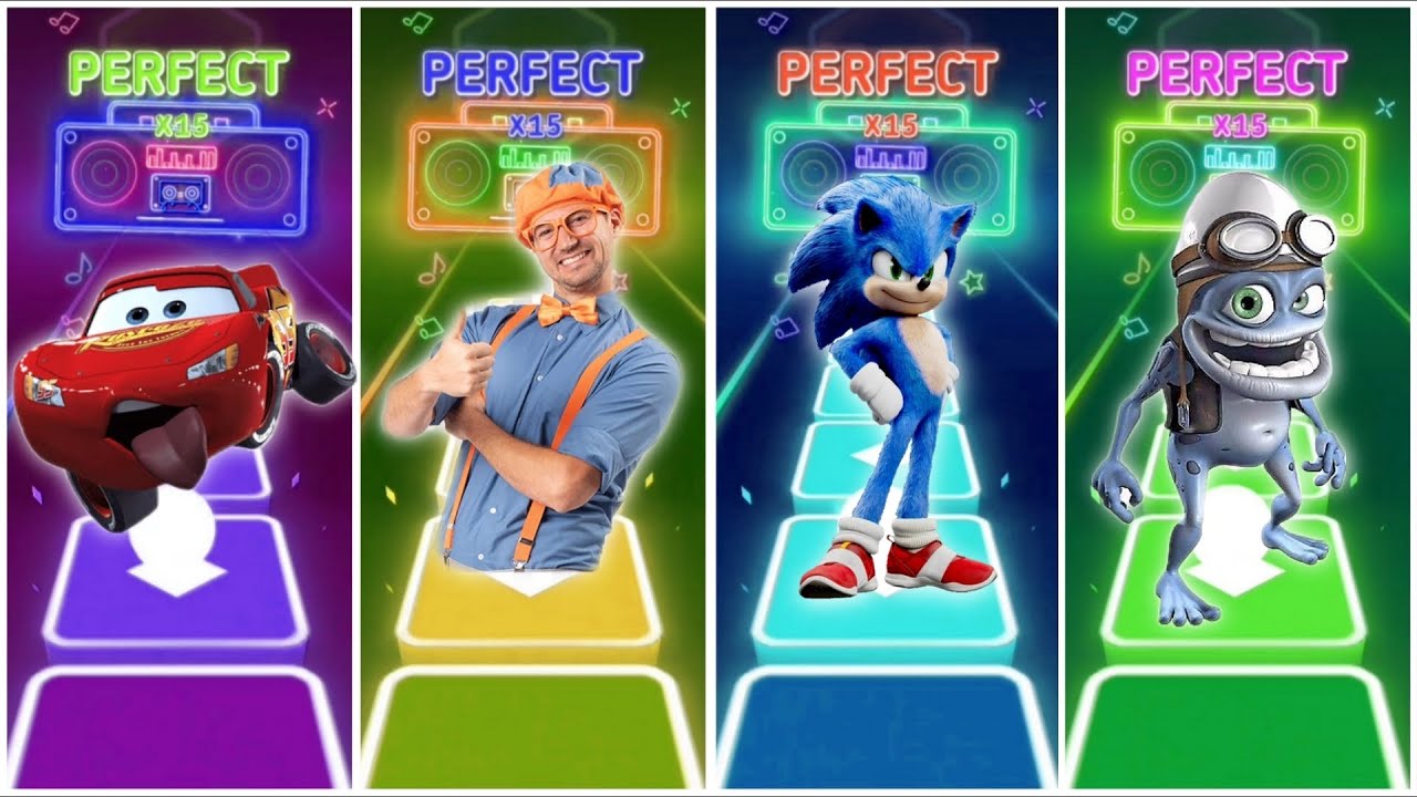 McQueen vs Blippi vs Sonic vs Crazy frog in Tiles Hop EDM Rush🎶