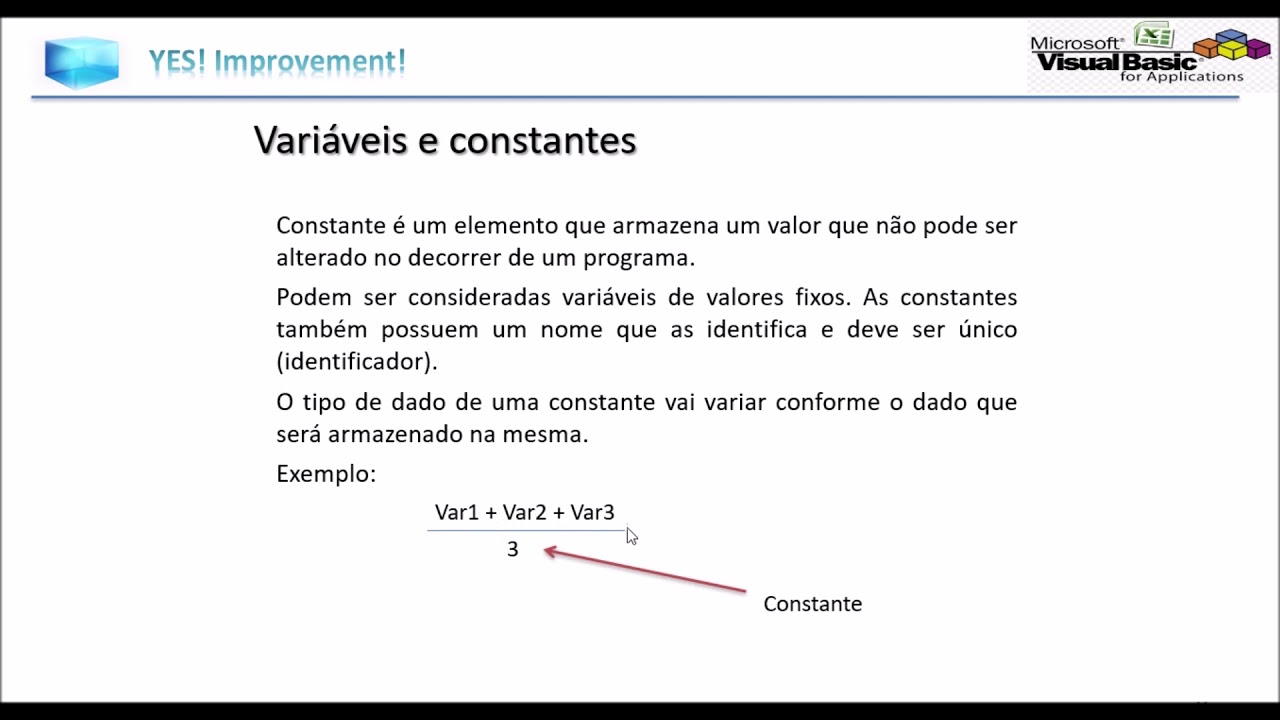 VBA 11 Vari&aacute;veis e constantes no VBA