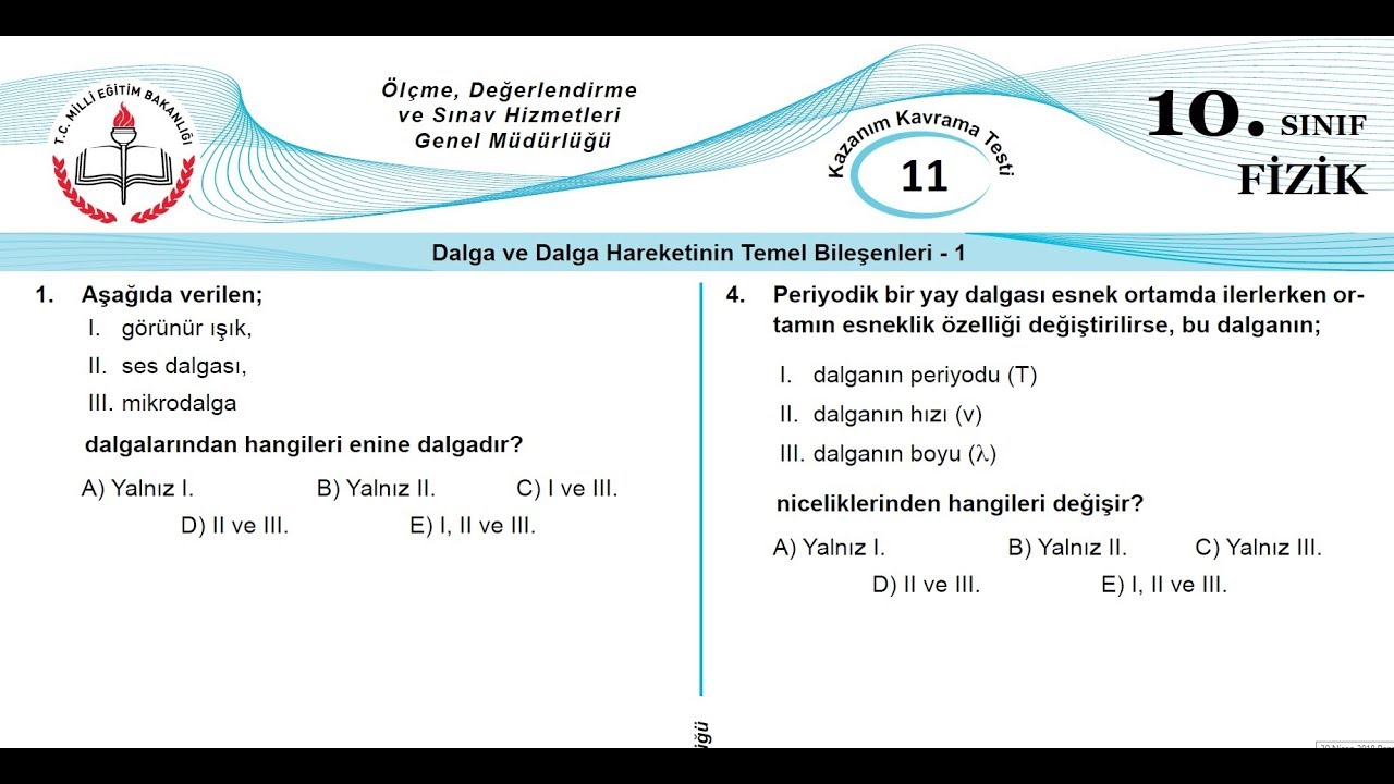 DALGALAR (Çözümlü test) Konu özetli