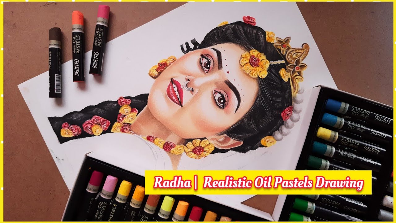 Drawing of Mallika Singh As Radha from Radhakrishn  / Realistic Radha Drawing with Oil Pastels