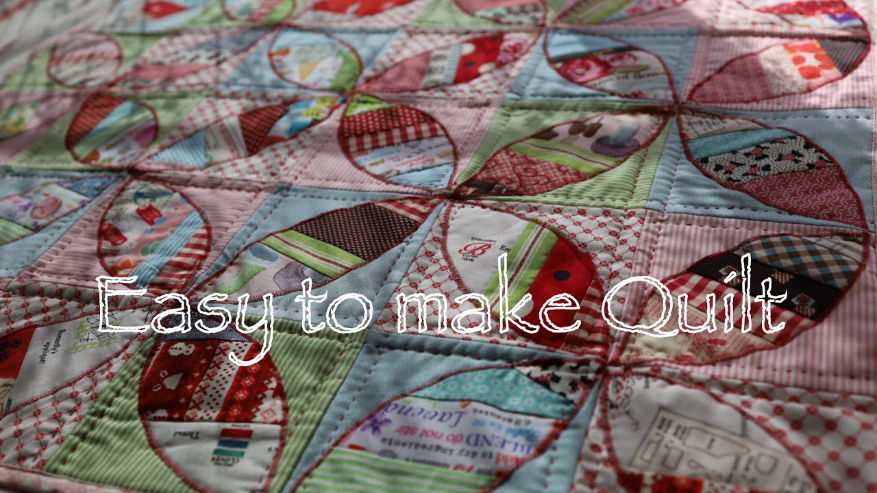 【ハギレで】簡単に作るオレンジピールパターンを使用したキルトケットの作り方[Using scrap cloth] Easy to make quilt