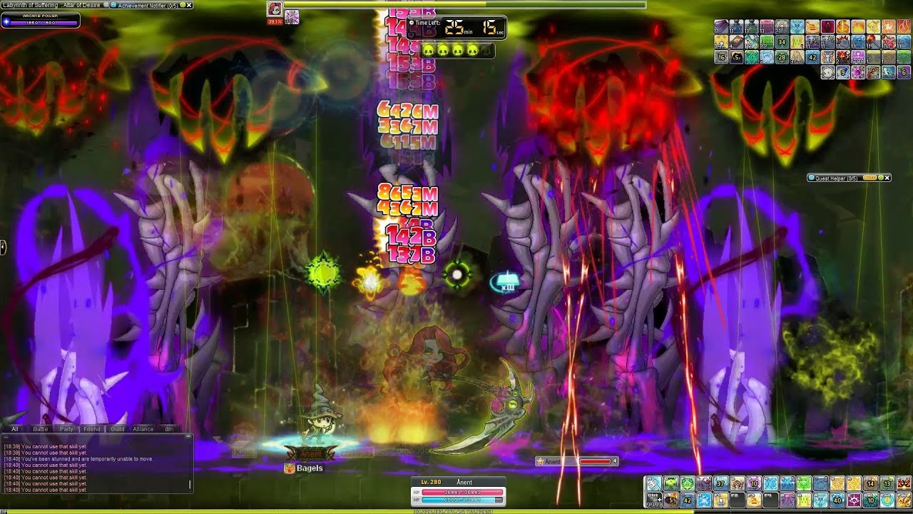 [Maplestory GMS Reboot]  280 Fire/Poison Mage Hard Verus Hilla Solo (6:54)