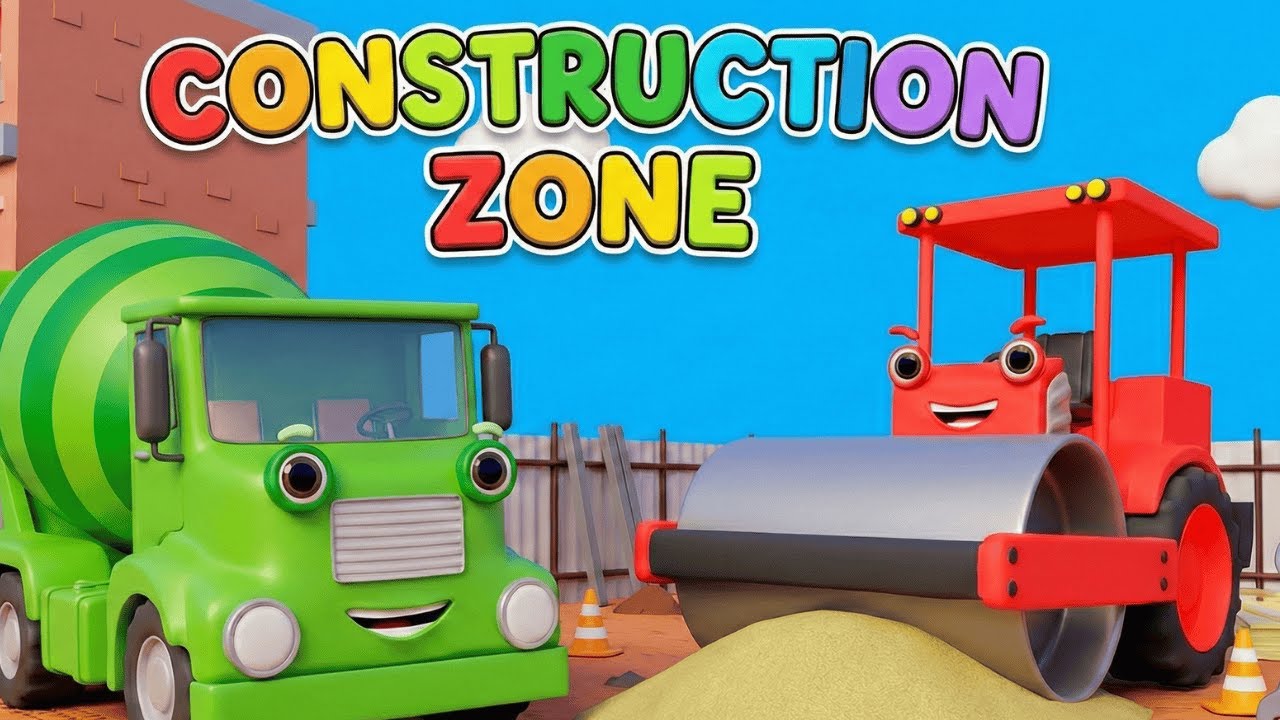 Dig, Mix, Roll! Fun with Construction Vehicles Song for preschoolers and toddlers@Kikooclub