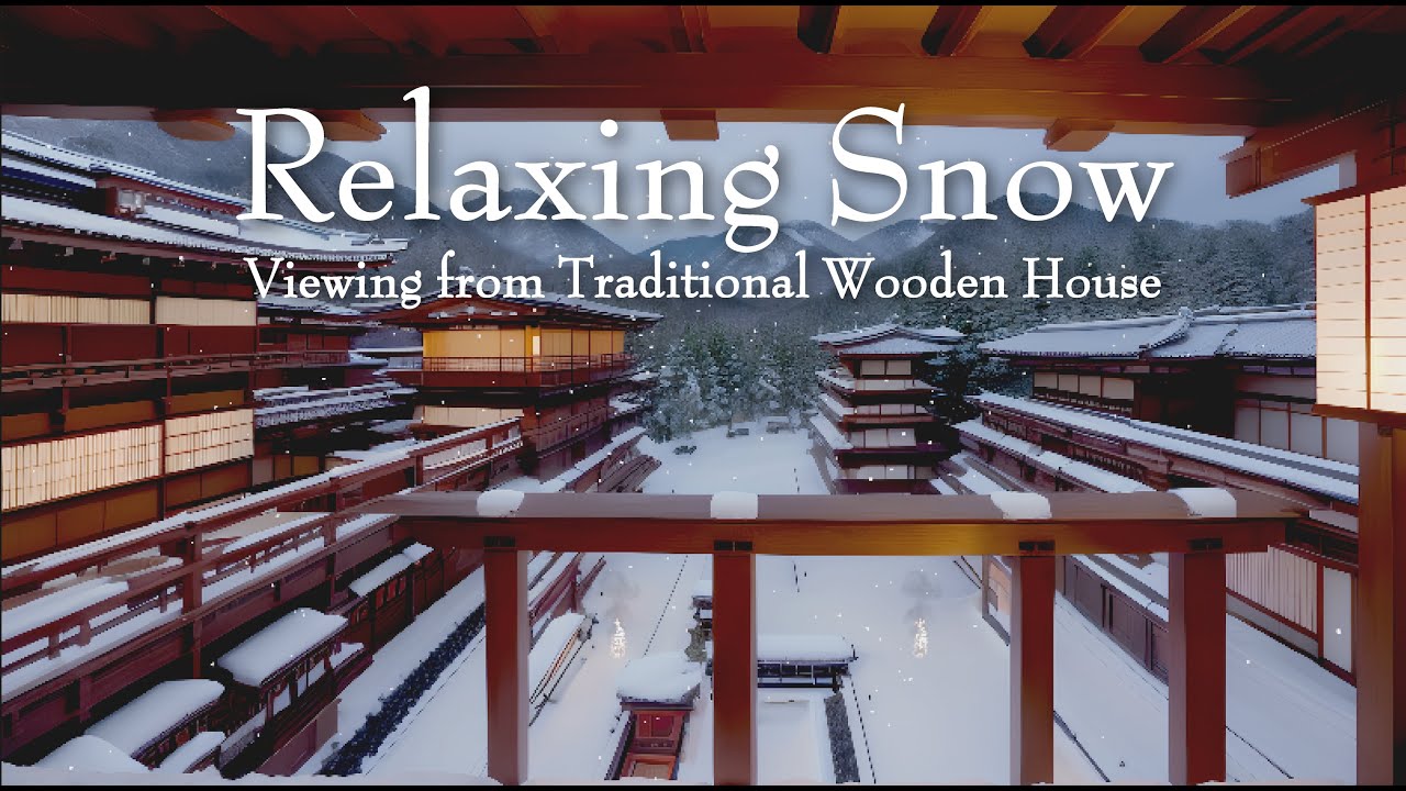 Healing and Cozy Music | Snowy scenery overlooking the top floor of a traditional wooden house [4K]