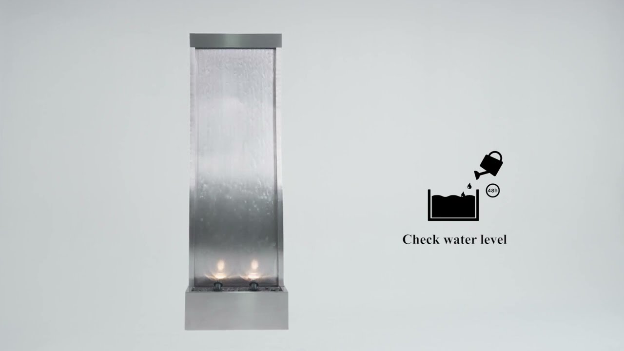 XBrand Instructional Step by Step Video - Freestanding Mirror Fountain w/LED Lights - SE-282-2743