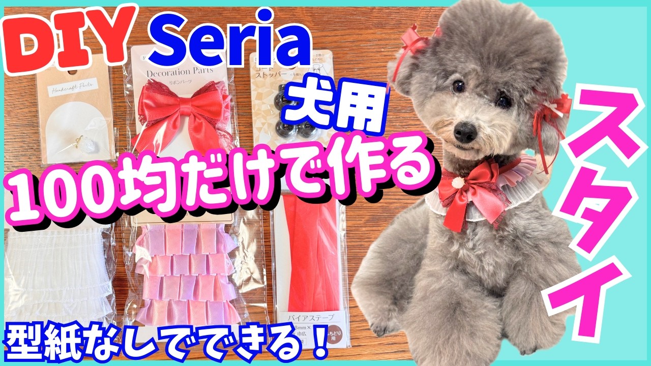 【超簡単•犬服作り方】100均だけでフリルスタイの作り方🐶型紙いらず！バレンタインにも💓【犬用•DIY•リメイク】
