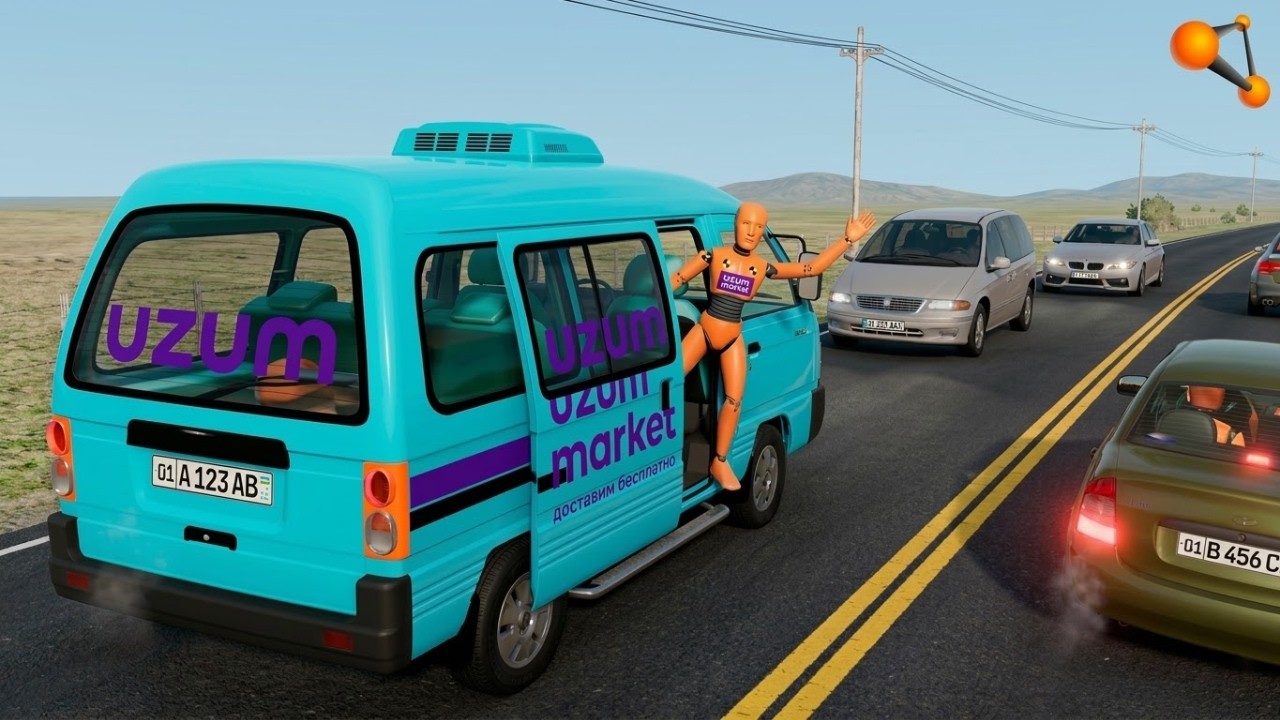 DAMAS YOʻLDA ESHIK OCHILIB KETDI!  DAMASDA EKSTREMAL DOSTAVKA! BEAMNG DRIVE