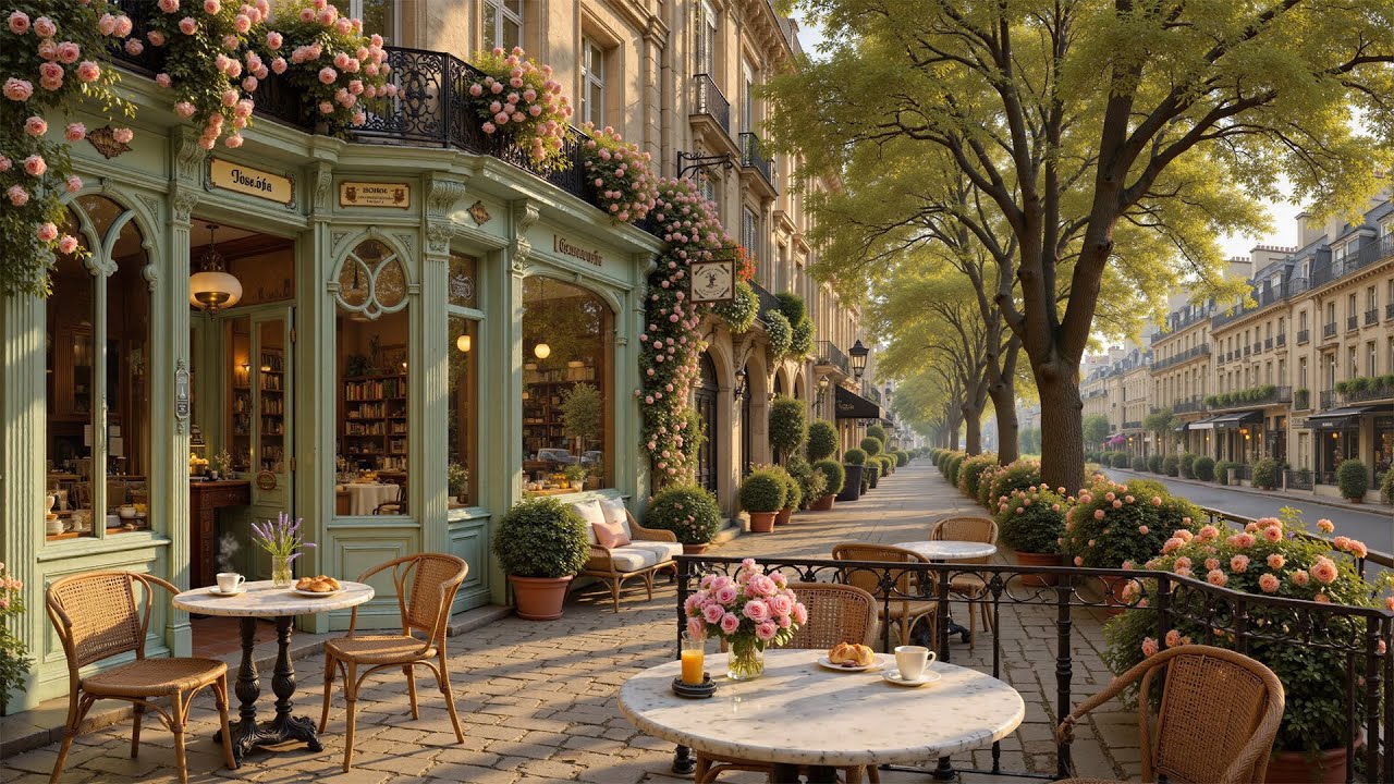 Peaceful Paris Café Morning ☕ Elegant Outdoor Street Ambience with Soft Jazz for Calm Focus