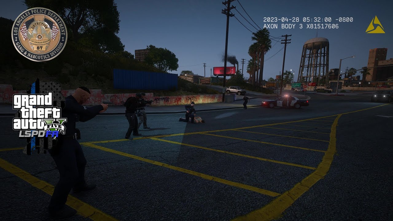 [NO COMMENTARY] GTA V LSPDFR | LAPD GANG UNIT SHOTS FIRED, OFFICER DOWN!!!