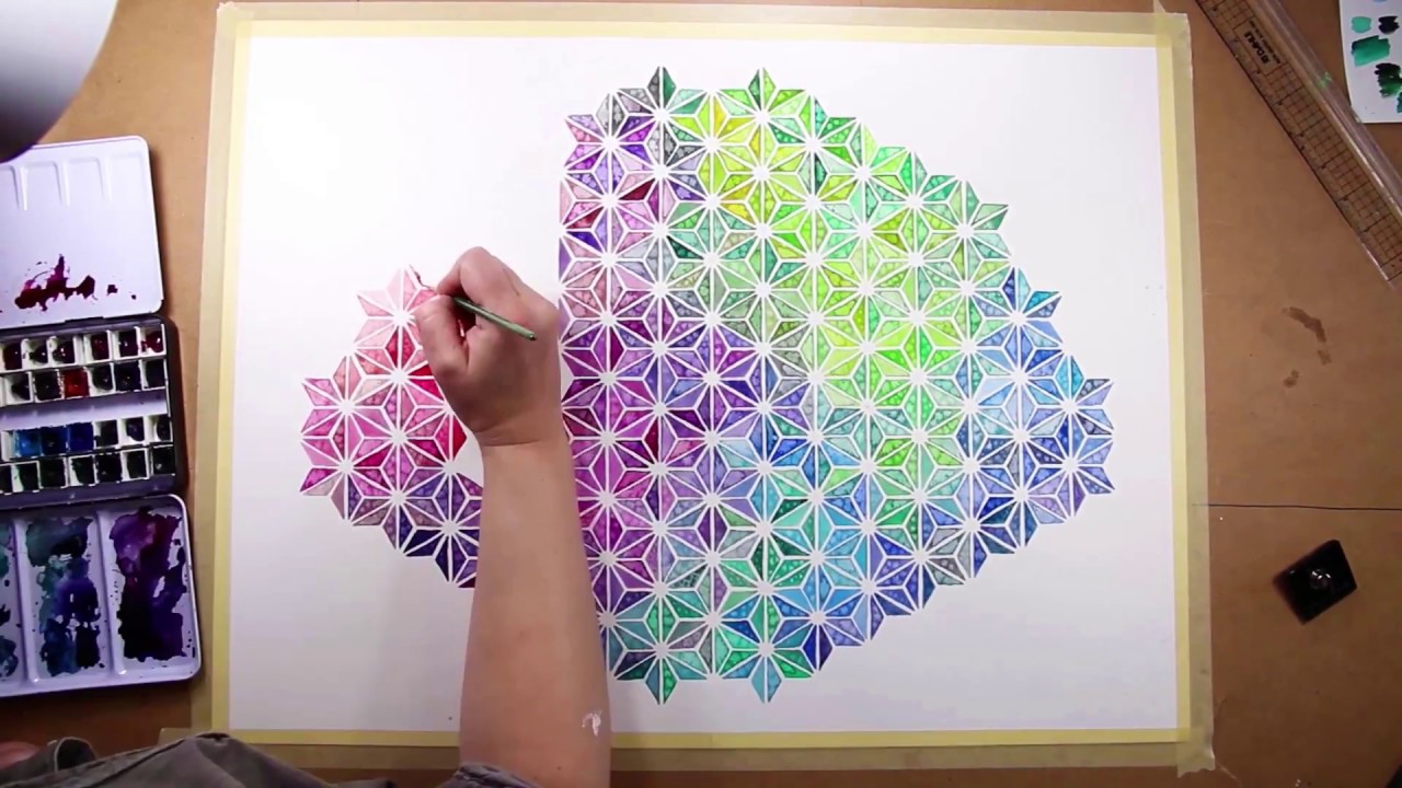 Watercolor Tutorial: Star Triangle Color Pattern DIY