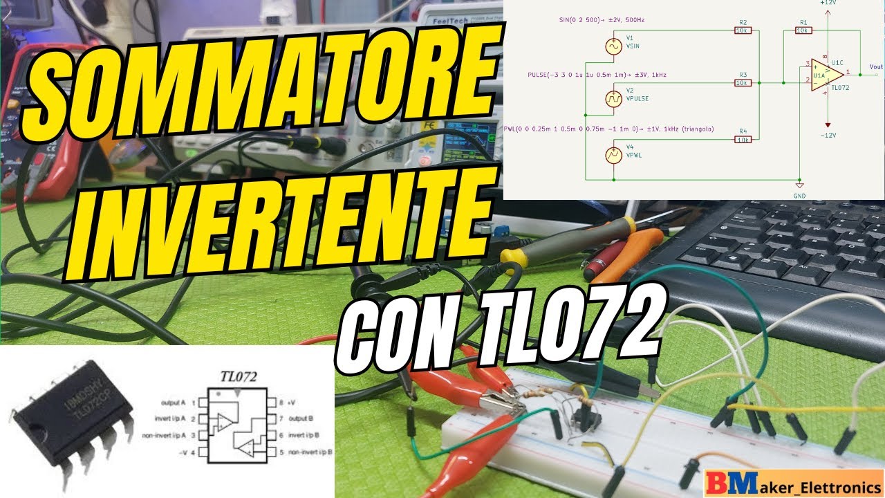 Sommatore Invertente con TL072 Somma 3 Segnali in un Click!